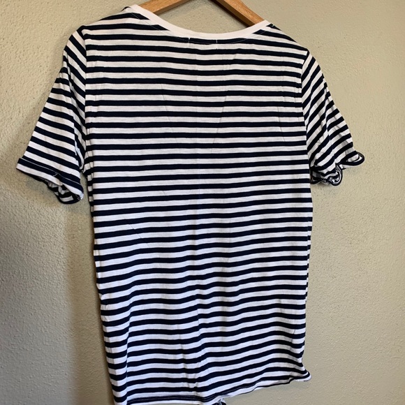 Green Envy Navy & White Striped Tie Front Knot Top - Picture 7 of 9